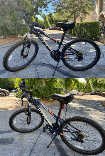 24" Mountain bike with helmet, lock, phone-holder, and seat cushion! 1