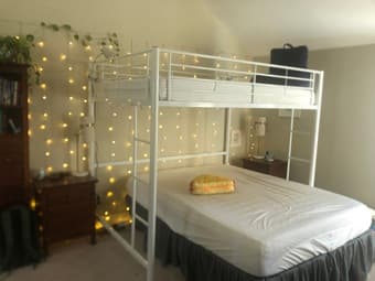 White metal FULL loft bed 1
