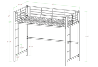 White metal FULL loft bed 2
