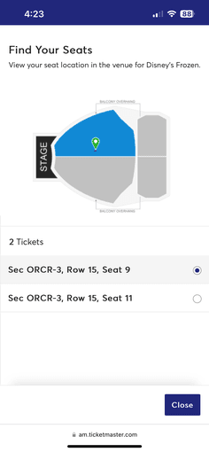 Broadway Frozen Musical - August 25th 6:30 San Jose - 98 OBO 1