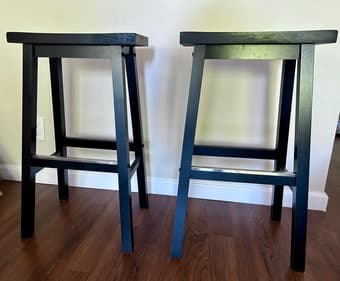 Set of 2 Black Wooden Bar Stools 1