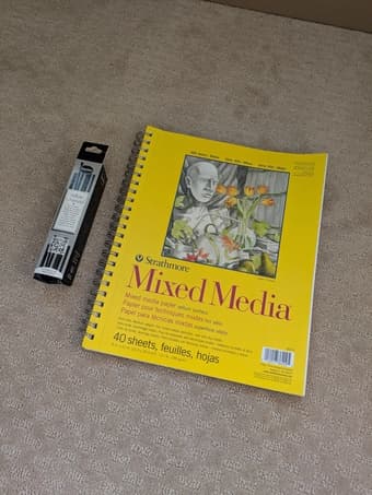 Art supplies (charcoal + paper) 1