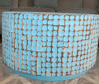 Blue Coconut Shell Inlay Round Coffee Table 1