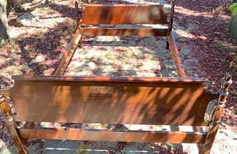 full size hadwood bed, box and mattress 2