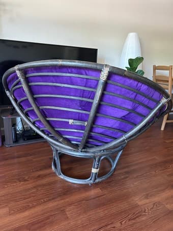 Rattan Papasan Chair Frame + Plush Cushion - Like new! 1