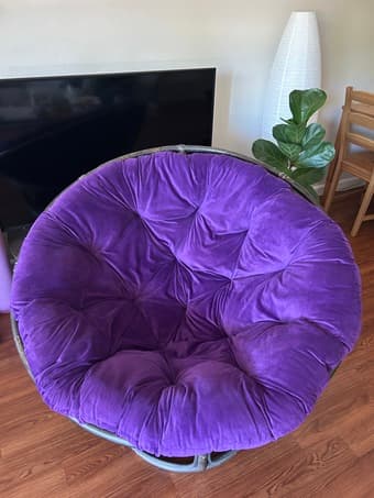 Rattan Papasan Chair Frame + Plush Cushion - Like new! 2