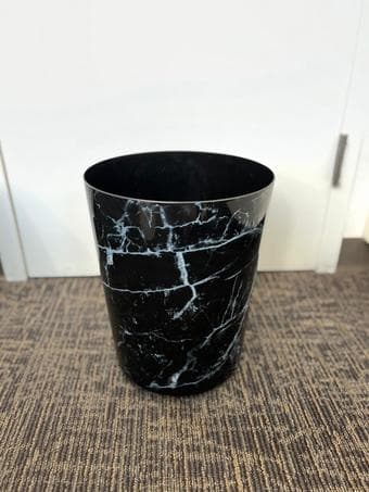 Mainstays 5 Gallon Trash Can - White & Black Marble Design - $3 each 2
