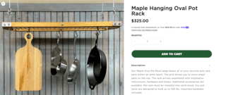 JK Adams Maple Hanging pot rack 1