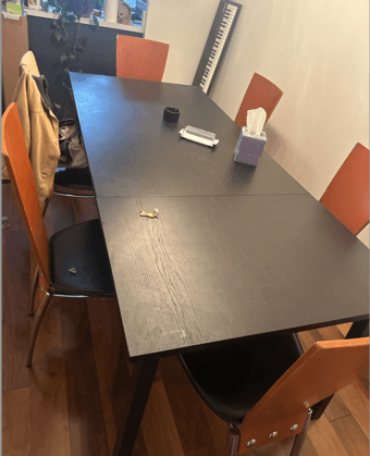 Extendable Ikea Dark Brown Dining Room Table + Optional 6 Chairs 1