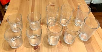 10 glasses - 4 x 19oz, 4 x 12.8oz, 2 x 16.5oz 1