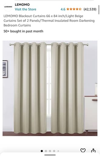 Beige blackout curtains 66x84 inch x2 2