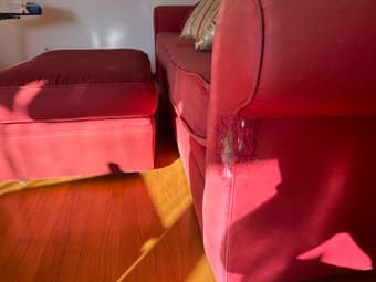 Red Couch and red Ottoman 2
