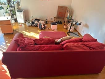 Red Couch and red Ottoman 4