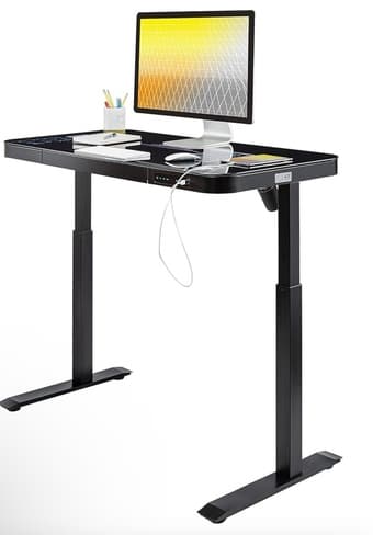 Electronic Airlift Black Tempered Glass Top Standing desk AS NEW 1