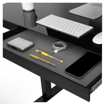 Electronic Airlift Black Tempered Glass Top Standing desk AS NEW 4