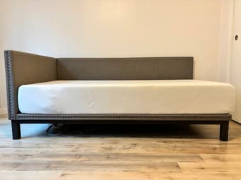 Gray upholstered daybed (twin) w/ optional mattress - $250 (palo alto) 1