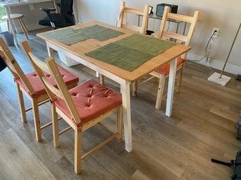 Ikea Dining Table + 4 Chairs + 4 Chair Pads 1