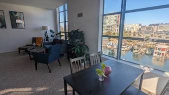 Master bedroom with attached bathroom in Mission Bay 2