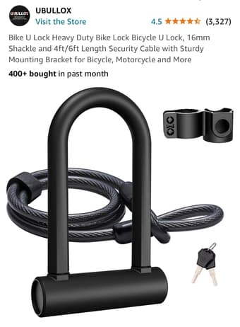 New U-lock + Mounting bracket + Steel Cable 1