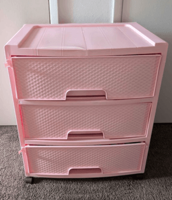 Pink plastic drawer 1