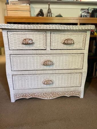 White wicker dresser with four drawers 1