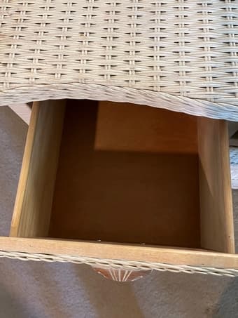 White wicker dresser with four drawers 2