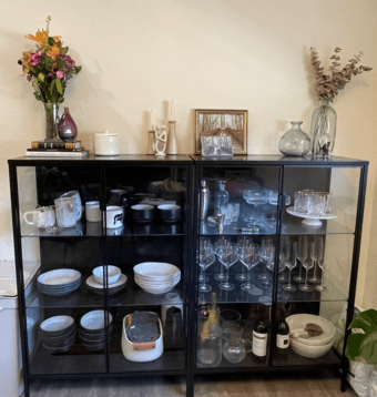 2 Stylish Black China Cabinet with Glass doors 1