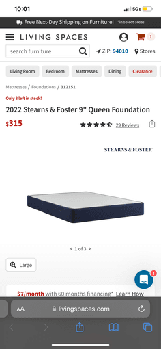Stearns & Foster Queen 9” Foundation 1