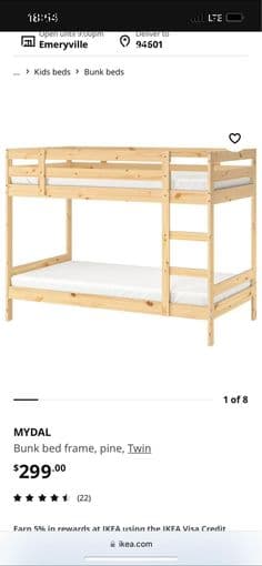 Wooden bunk bed frame Ikea - very good condition 2