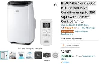 Black + Decker 8000 BTU Portable Air Conditioner/Fan/Dehumidifier 4