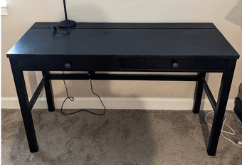 HEMNES desk w/ drawers & hidden cable storage, all black 1