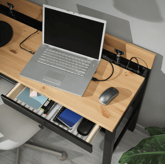 HEMNES desk w/ drawers & hidden cable storage, all black 2