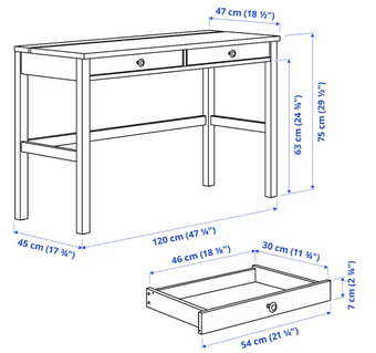 HEMNES desk w/ drawers & hidden cable storage, all black 3