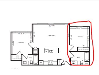 bedroom w/ private bathroom (Middle Plaza Menlo park) 1