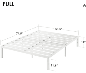 Full size metal bed frame - White 2