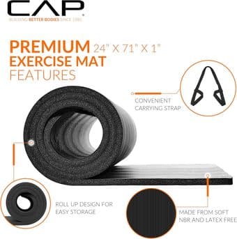 1-Inch High Density Exercise Yoga Mat with Strap 1