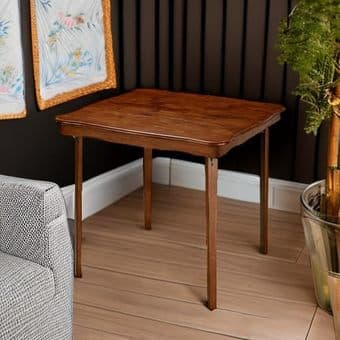 Solid Wood Dining Table - Scalloped Edge Compact Folding Legs - $50 2