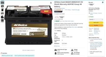 ACDelco Gold 48AGM 36 Month Warranty AGM BCI Group 48 Battery 1