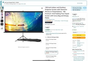 One hundred inch portable Tri-pod projector screen 1