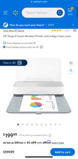HP Tango X Smart Wireless Printer with Indigo Linen cover 1