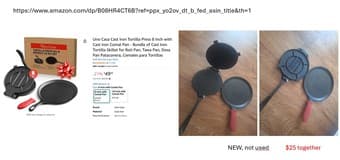 Cast iron Toritilla press + Dosa cast iron pan 1