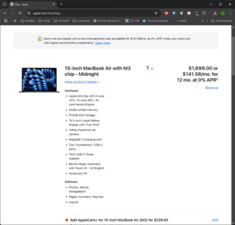 15-inch MacBook Air with M3 24GB 512GB SSD 1