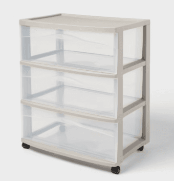 3 Drawer Wide Plastic Storage Cart - Brightroom 1