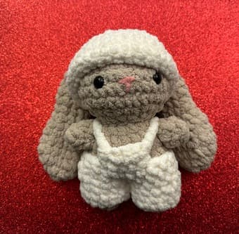 Hand-Crocheted Bunny with clothes 1