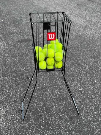 Tennis hopper basket and balls 1