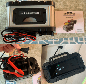 12V battery charger and jumpstarter 1
