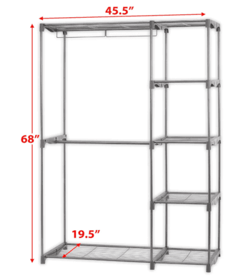 Portable cloth organizer closet with cover, dark gray 4