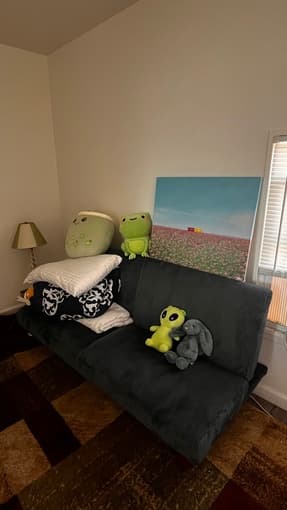 Teal blue loveseat 1