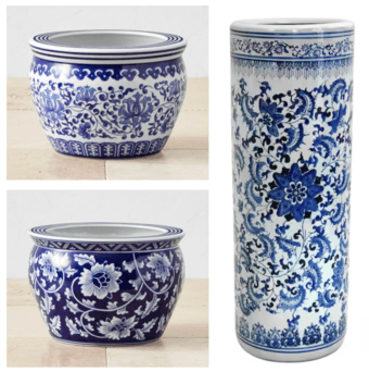 Blue & White Ceramic Planters & Vase 1