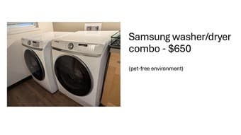 Car and washer/dryer for sale (available from June/July) 2